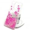 Луксозен твърд гръб 3D за Huawei Mate 10 Lite - прозрачен / розови цветя / розов брокат