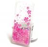 Луксозен твърд гръб 3D за Huawei P20 - прозрачен / розови цветя / розов брокат