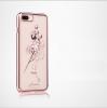 Луксозен твърд гръб KINGXBAR Swarovski Diamond за Apple iPhone 7 Plus / iPhone 8 Plus - прозрачен с Rose Gold кант / розово цвете