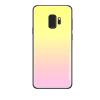Луксозен стъклен твърд гръб за Samsung Galaxy J4 2018 - преливащ / жълто и розово