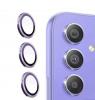 3D Стъклен протектор с метални рингове за задна камера за Samsung A14 / A24 / A34 / A54 5G - лилав
