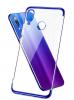 Луксозен силиконов калъф / гръб / TPU за Samsung Galaxy A20 - прозрачен / син кант