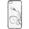 Луксозен силиконов калъф / гръб / TPU с камъни за Apple iPhone 7 / iPhone 8 - прозрачен / черен кант / пеперуда