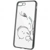 Луксозен силиконов калъф / гръб / TPU с камъни за Apple iPhone 7 / iPhone 8 - прозрачен / черен кант / пеперуда