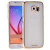 Луксозен твърд гръб / капак / Meephone за Samsung Galaxy S6 Edge G925 - прозрачен със златен кант
