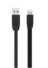 Оригинален USB кабел REMAX RC-001i 2m / USB Charging Cable за Apple iPhone 5 / iPhone 5S / iPhone SE / iPhone 6 / iPhone 6 Plus / iPhone 7 / iPhone 7 Plus - Черен / плосък