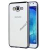 Луксозен силиконов калъф / гръб / TPU за Samsung Galaxy J3 - прозрачен / черен кант