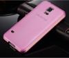 Луксозен алуминиев бъмпер с твърд гръб Magic Skin за Samsung Galaxy S5 G900 / Galaxy S5 Neo G903 - розов