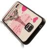 Силиконов калъф / гръб / TPU за Samsung Galaxy S5 G900 / Galaxy S5 Neo G903 - Heart Eiffel Tower / имитиращ кожа