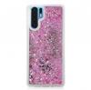 Луксозен твърд гръб 3D Water Case за Samsung Galaxy Note 10 N970 - прозрачен / течен гръб с розов брокат