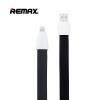 USB кабел REMAX Full Speed Data Line 2 Charging Cable за Apple iPhone 5 / iPhone 5S / iPhone 6 / iPhone 6S / iPhone 6S Plus / iPhone 6 plus / iPod Touch 5 / iPhone 5C / iPod Nano 7 - черен / плосък