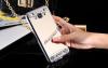 Луксозен силиконов калъф / гръб / TPU с камъни за Samsung Galaxy J3 / Galaxy J3 2016 J320 - огледален / златист