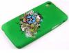 Силиконов калъф / гръб / TPU за HTC Desire 816 - зелен / цветни фигури