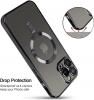 Силиконов калъф / гръб / Clear Case с безжично зареждане MagSafe кейс за Apple iPhone 15 (6.1) - прозрачен с протектори за камерите черен кант