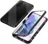 Магнитен калъф Bumper Case 360° FULL за Samsung Galaxy S21 - прозрачен / черна рамка