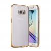 Луксозен силиконов калъф / гръб / TPU за Samsung Galaxy S6 G920 - прозрачен / златист кант