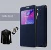 Луксозен калъф Flip тефтер S-View със стойка BASEUS Terse Case за Samsung Galaxy Note 4 N910 / Samsung Note 4 - тъмно син