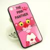 Луксозен твърд гръб със силиконов кант и камъни за Apple iPhone 7 / iPhone 8 - тъмно розов / The Pink Panther