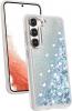 Луксозен твърд гръб / кейс / 3D Water Case за Samsung Galaxy S23 5G - прозрачен кейс с течен брокат / сребрист