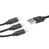 Универсален USB кабел Type-C 3в1 1.2М Micro USB / iPhone USB Data Cable - черен