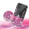 Луксозен твърд гръб 3D Water Case за Samsung Galaxy A21s - прозрачен / течен гръб с брокат / сърца / розов