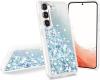 Луксозен твърд гръб / кейс / 3D Water Case за Samsung Galaxy A14 4G / A14 5G - прозрачен кейс с течен брокат / сребрист
