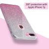 Силиконов калъф / гръб / TPU за Apple iPhone 7 - преливащ / розово и сребристо / брокат