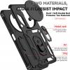 Удароустойчив гръб TPU кейс Slide Camera Case Magnetic Finger Ring Car Holder за Xiaomi Redmi 14C - черен