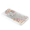 Луксозен твърд гръб 3D Water Case за Samsung Galaxy A11 - прозрачен / сребрист брокат / цветя и пеперуди