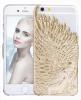 Луксозен силиконов калъф с твърд метален гръб / 3D Love Crazy PC Case за Apple iPhone 6 / 6S - прозрачно и златно / Angel
