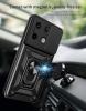 Удароустойчив гръб TPU кейс Slide Camera Case Magnetic Finger Ring Car Holder за Xiaomi Redmi Note 13 Pro 4G - черен