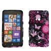 Силиконов калъф / гръб / TPU за Nokia Lumia 625 - черен с цветя и пеперуди