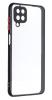 Луксозен твърд гръб Shockproof със силиконов кант за Samsung Galaxy A12 - прозрачен / черен кант