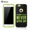 Луксозен силиконов калъф / гръб / BASEUS за Apple iPhone 6 / iPhone 6S - черен / NEVER GIVE UP