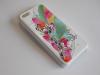 Заден предпазен твърд гръб / капак / за Apple iPhone 5C - бял с цветя и камъни