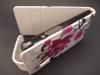 Кожен калъф Flip тефтер за LG Optimus L5 II E450 / E460 - бял с лилаво цвете