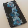 Силиконов калъф / гръб / TPU за Sony Xperia M2 - черен със сини цветя