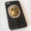 Луксозен твърд гръб / капак / с камъни за Apple iPhone 4 / iPhone 4S – черен / череп / skull