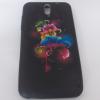 Силиконов калъф / гръб / TPU за HTC Desire 610 - черен / цветни цветя