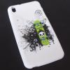 Силиконов калъф / гръб / TPU за HTC Desire 816 - бял / черни фигури / Skull