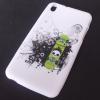 Силиконов калъф / гръб / TPU за HTC Desire 816 - бял / черни фигури / Skull