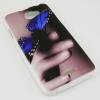 Силиконов калъф / гръб / TPU за HTC Desire 516 / D516w - кафяв / ръка и синя пеперуда