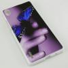Силиконов калъф / гръб / TPU за Huawei Ascend P7 - кафяв / ръка и синя пеперуда