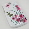 Силиконов калъф / гръб / TPU за HTC Desire 310 - бял с розови цветя