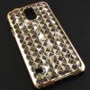 Луксозен твърд гръб / капак / 3D за Samsung G900 Galaxy S5 - прозрачен със златист кант / ромбове