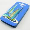 Луксозен кожен калъф Flip тефтер UMKU VIAJERO Series за Samsung G900 Galaxy S5 - син със стойка / Dubai