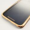 Луксозен твърд гръб / капак / Meephone за Samsung Galaxy S6 G920 - прозрачен / сив със златен кант