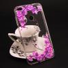 Луксозен силиконов калъф / гръб / TPU с камъни за Huawei P9 Lite - прозрачен / розови цветя