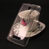 Луксозен силиконов калъф / гръб / TPU с камъни за Alcatel U5 - прозрачен / розова пеперуда