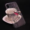 Луксозен силиконов калъф / гръб / TPU с камъни за Apple iPhone X - прозрачен / розова пеперуда